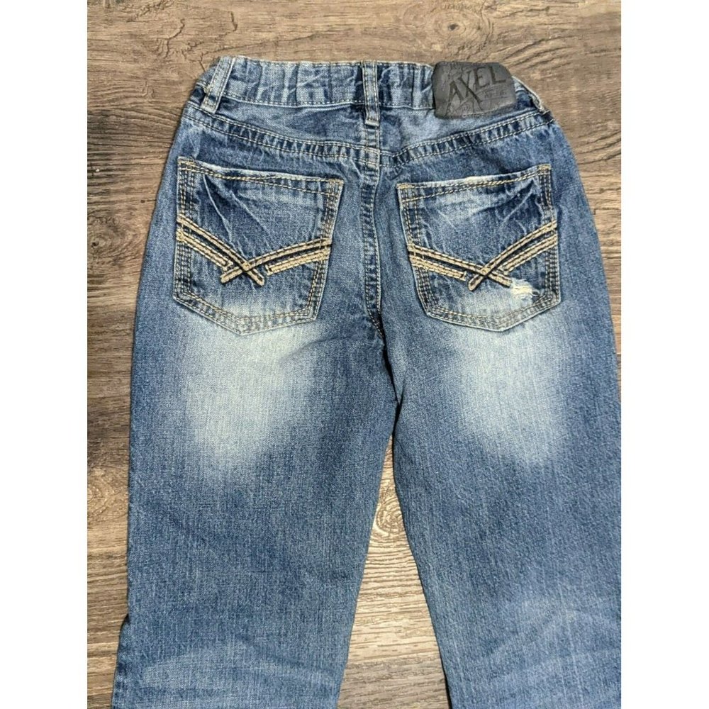 Distressed TK Axel Youth Boys Jeans Boot cut Size 12 Designer Denim Medium Wash - Picture 6 of 11